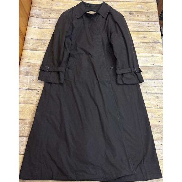 Burberry Womens Trench Coat Vintage Wool Dark Brown Size 14 X-Long - Picture 5 of 16